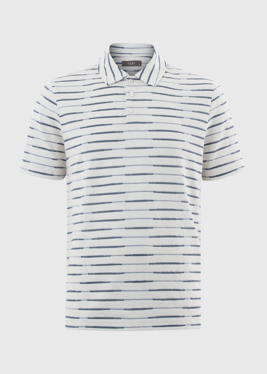 Navy Stripe Textured Polo Shirt