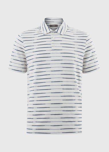 Navy Stripe Textured Polo Shirt