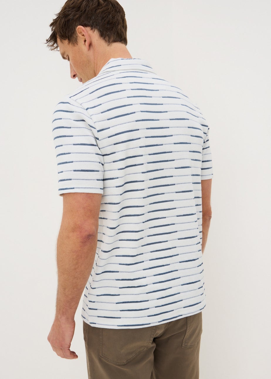 Navy Stripe Textured Polo Shirt
