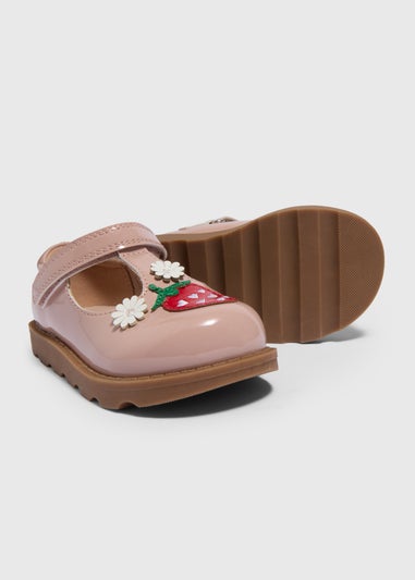 Girls Pink Strawberry T Bar Shoes (Younger 4-12)