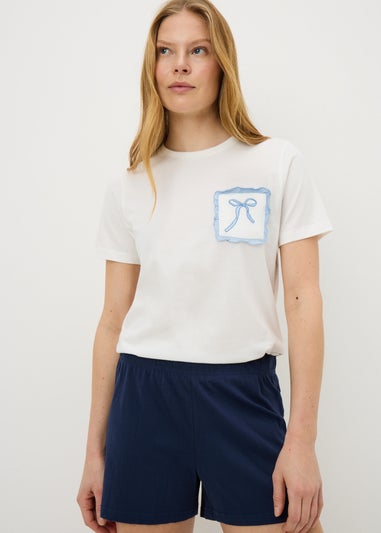 White Bow Pyjama Top