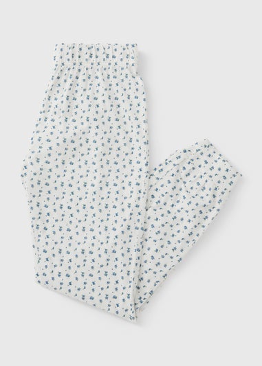 White Floral Cuffed Pyjama Bottoms