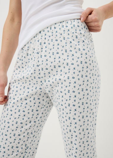 White Floral Cuffed Pyjama Bottoms