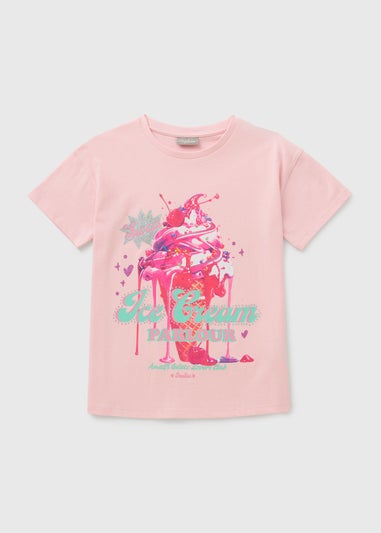 Girls Pink Ice Cream T-Shirt (7-15yrs)
