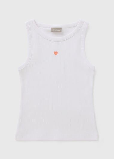 Girls White Heart Vest (7-15yrs)