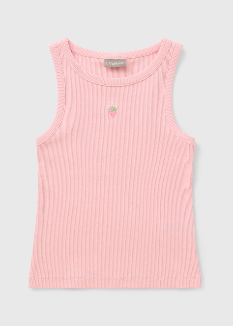 Girls Pink Strawberry Vest (7-15yrs)