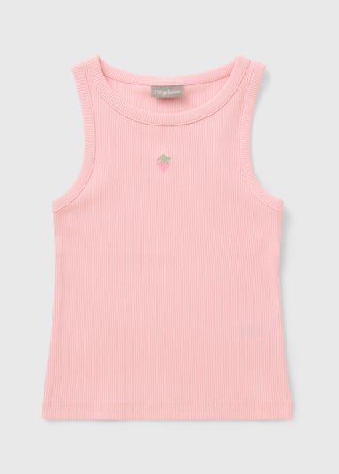 Girls Pink Strawberry Vest (7-15yrs)