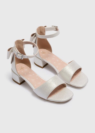 Girls White Bow Occasion Heels (Younger 10-Older 2)