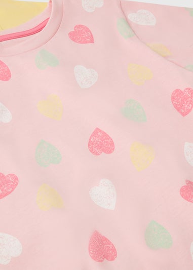 3 Pack Girls Yellow Love Short Pyjama Sets (1-7yrs)