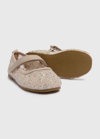 Girls Silver Glitter Mesh Ballet Flats (Younger 4-9)