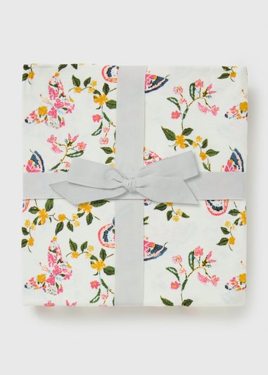 White Butterfly Print Cuffed Pyjama Set