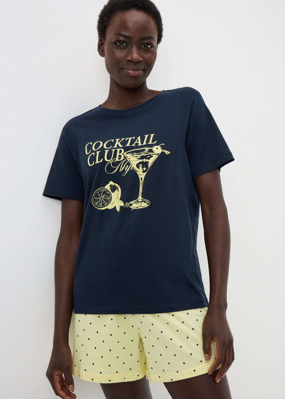 Navy Cocktail Club Short Pyjama Set