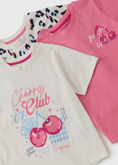 3 Pack Toddler Girls Cherry Pyjamas (1-7 Years)