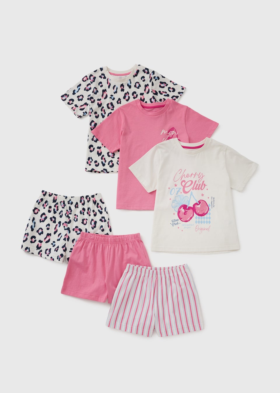 3 Pack Toddler Girls Cherry Pyjamas (1-7 Years)