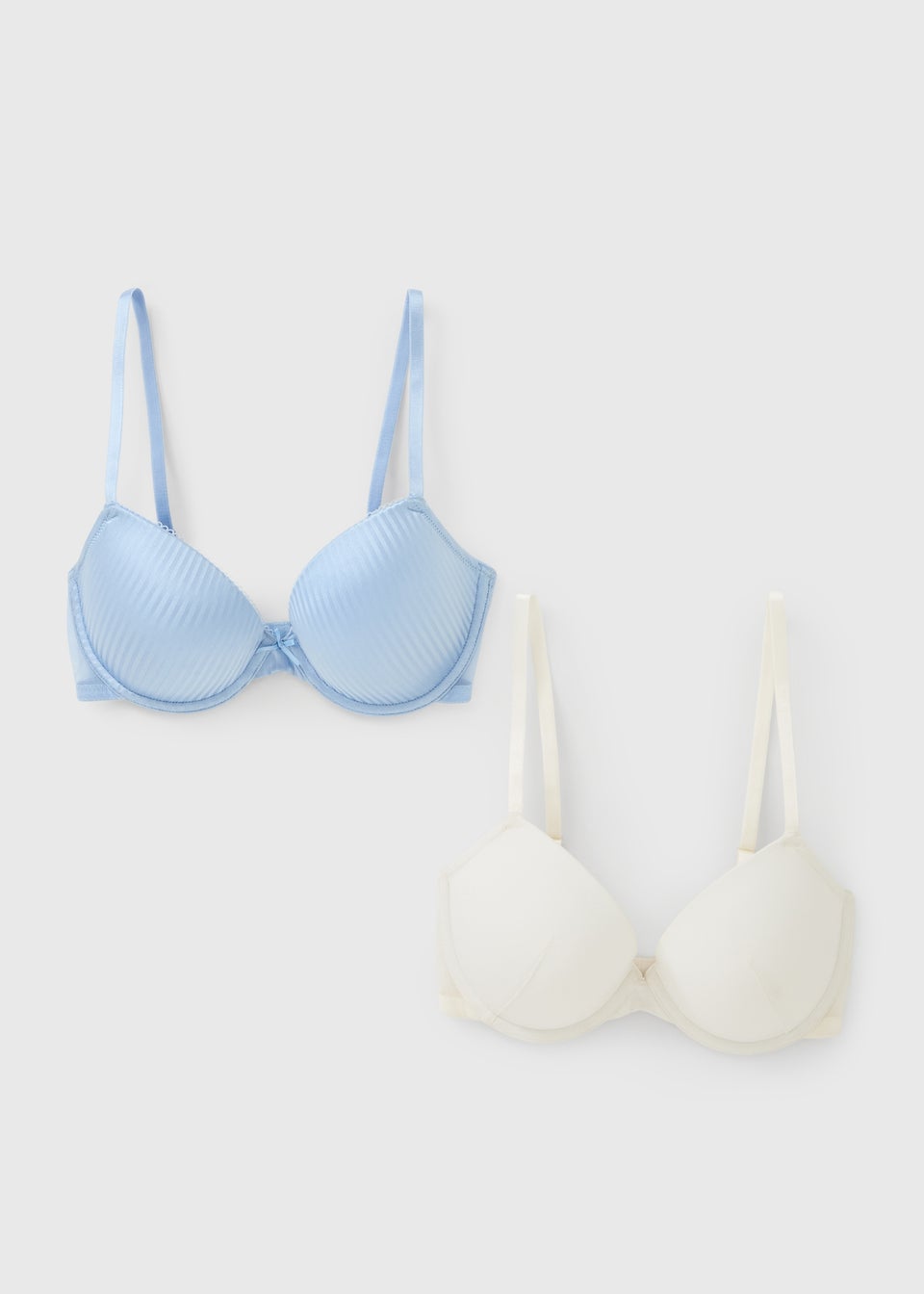 2 Pack Cream & Blue Stripe T-Shirt Bras