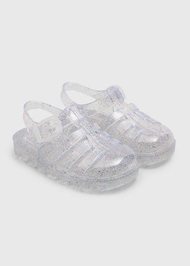 Girls Silver Glitter Jelly Shoes (Younger 4-12)