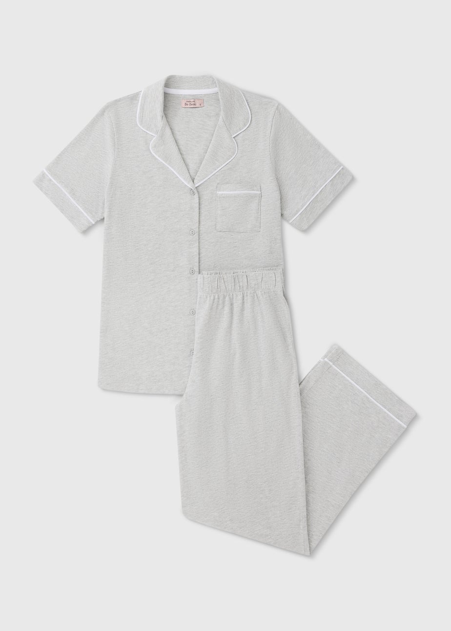 Grey Traditional Short Sleeve Pyjama Set