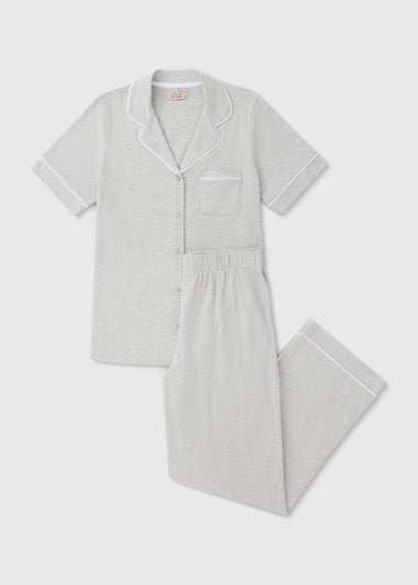 Grey Traditional Short Sleeve Pyjama Set