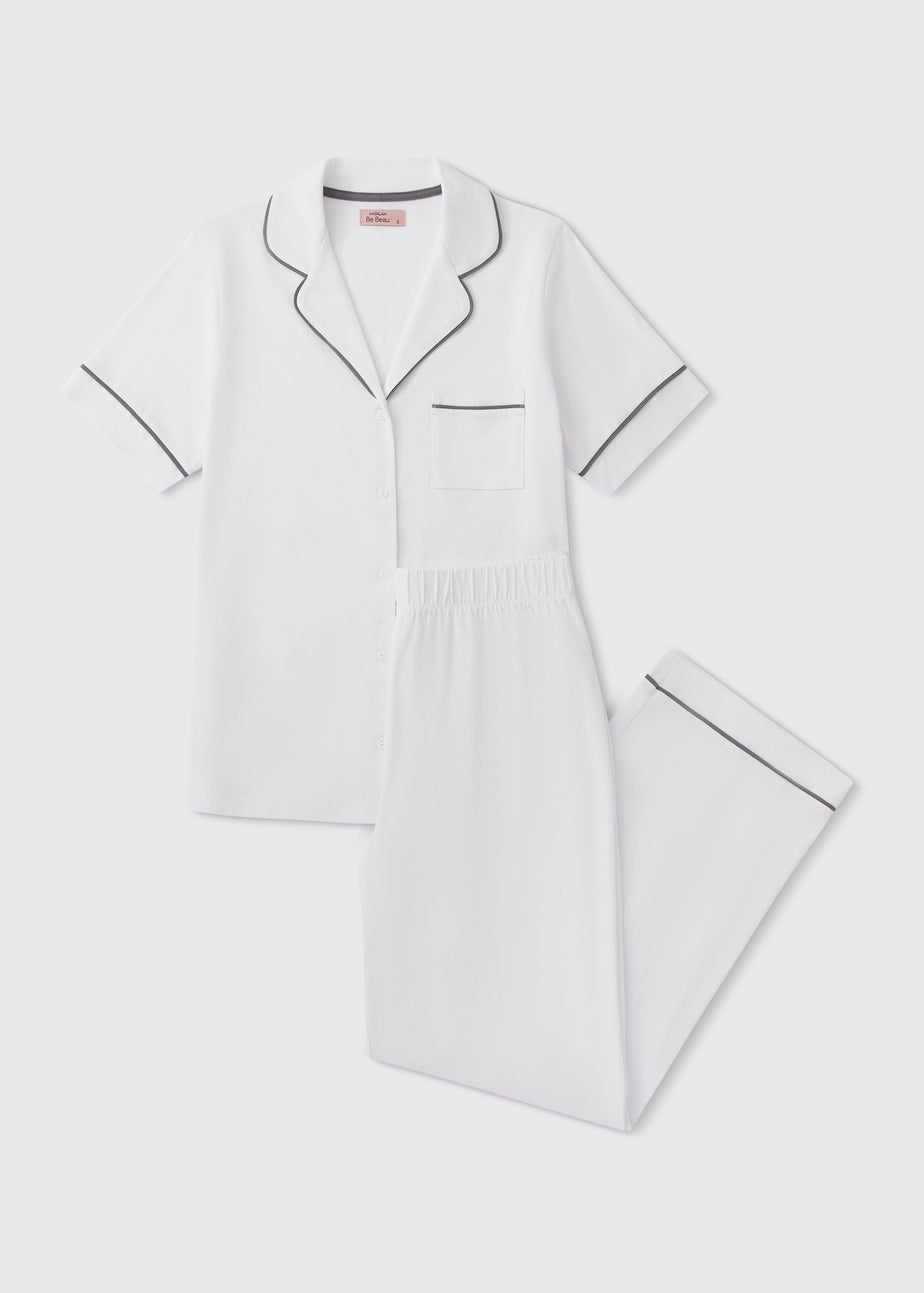 White Short Sleeve Traditional Pyjama Set