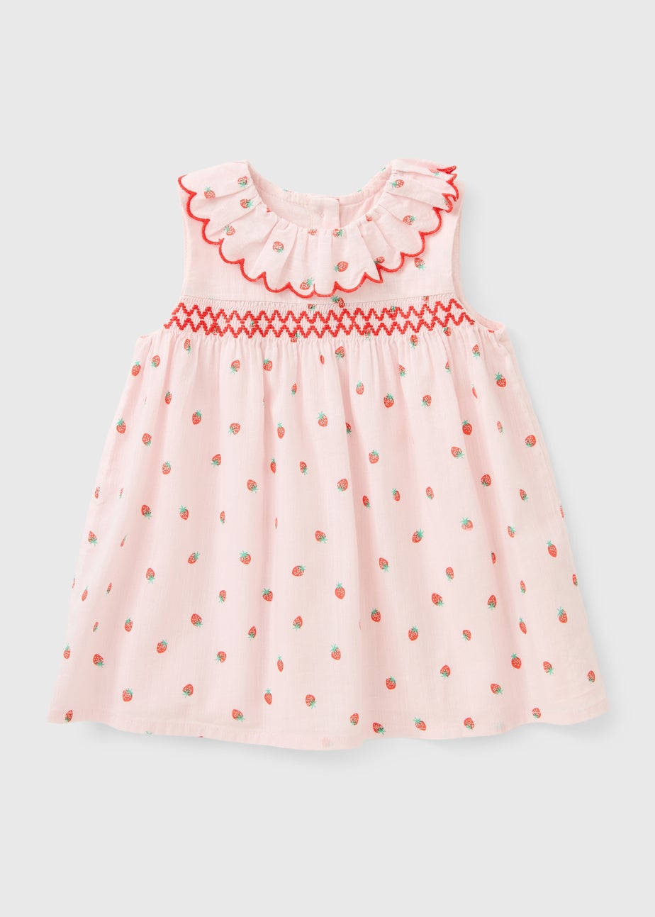 Baby Pink Strawberry Scallop Collar Dress (Newborn-23mths)
