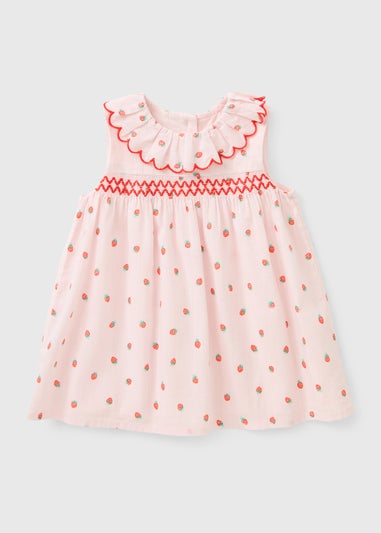 Baby Pink Strawberry Scallop Collar Dress (Newborn-23mths)