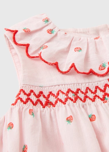 Baby Pink Strawberry Scallop Collar Dress (Newborn-23mths)