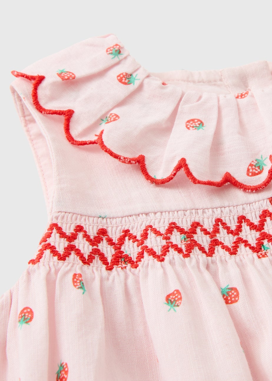 Baby Pink Strawberry Scallop Collar Dress (Newborn-23mths)