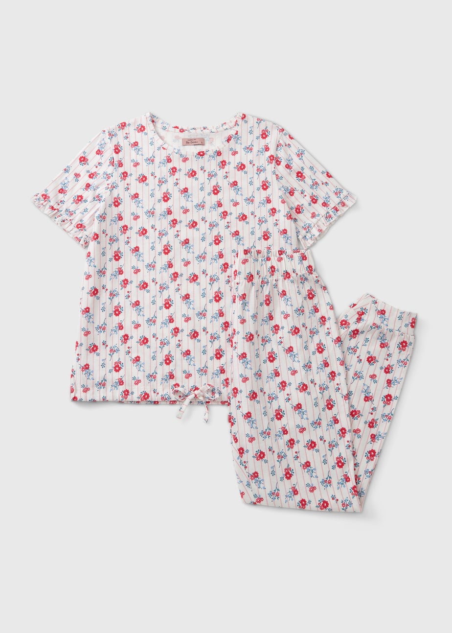 White Floral Frill Pyjama Set