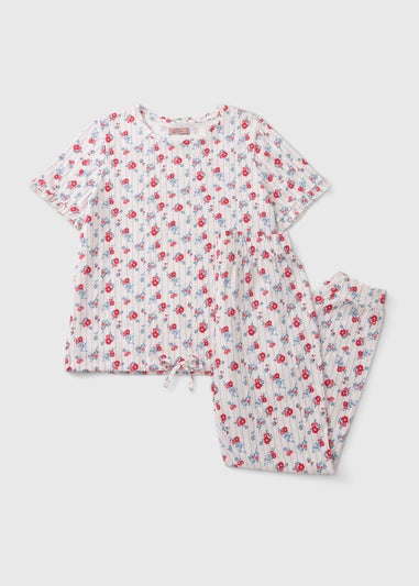 White Floral Frill Pyjama Set