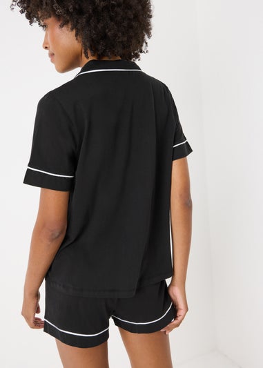 Black Traditional Button Up Pyjama Set