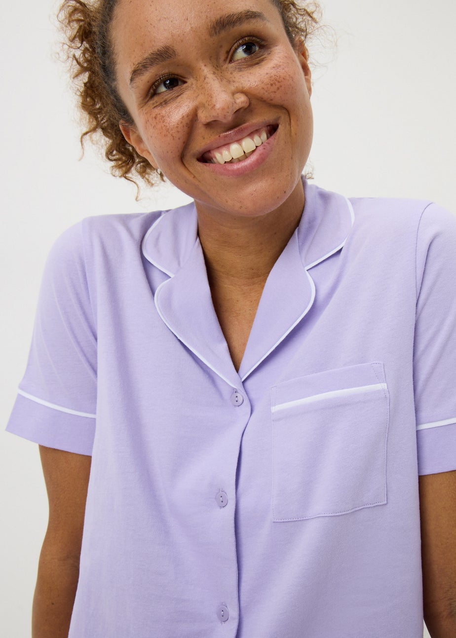 Lilac Traditional Button Up Pyjama Set