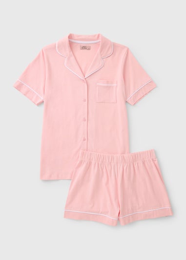 Pink Traditional Button Up Pyjama Set