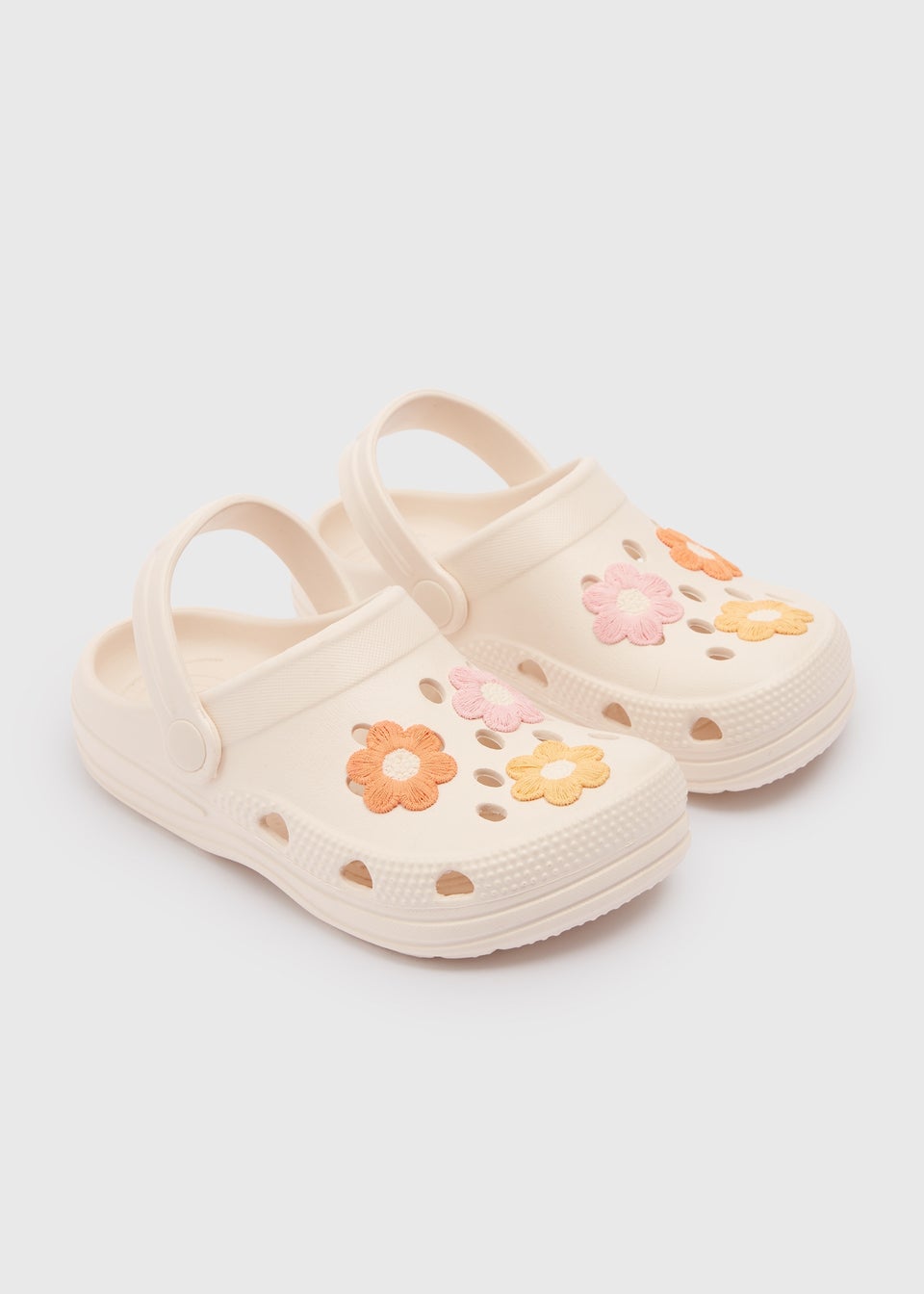 Girls Cream Crochet Flower Clogs (Younger 4-Older 6)