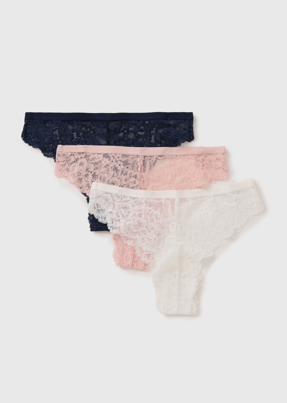 3 Pack Multicolour Lace Brazilian Knickers