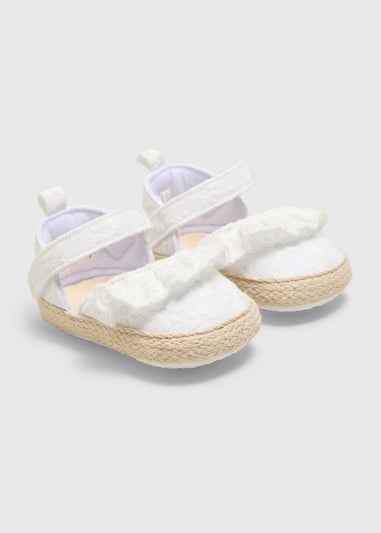 Baby White Broderie Mary Jane Shoes (Newborn-18mths)