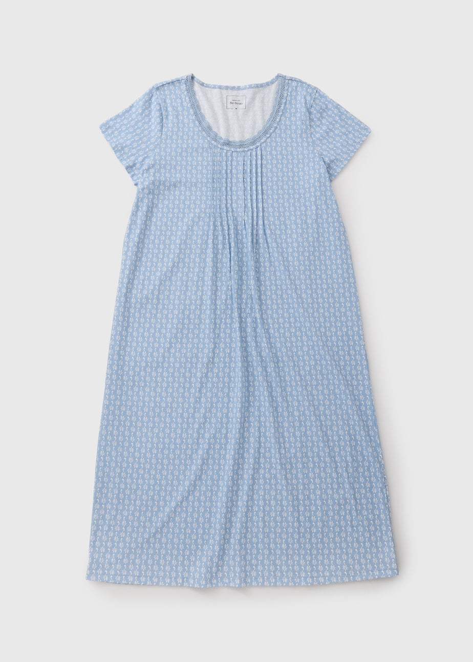 Blue Floral Lace Trim Nightie