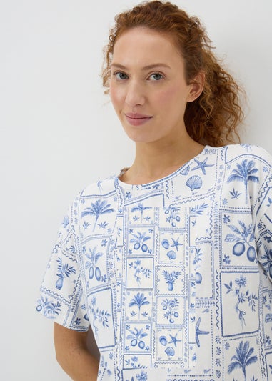 Blue Tile Print T-Shirt Nightie