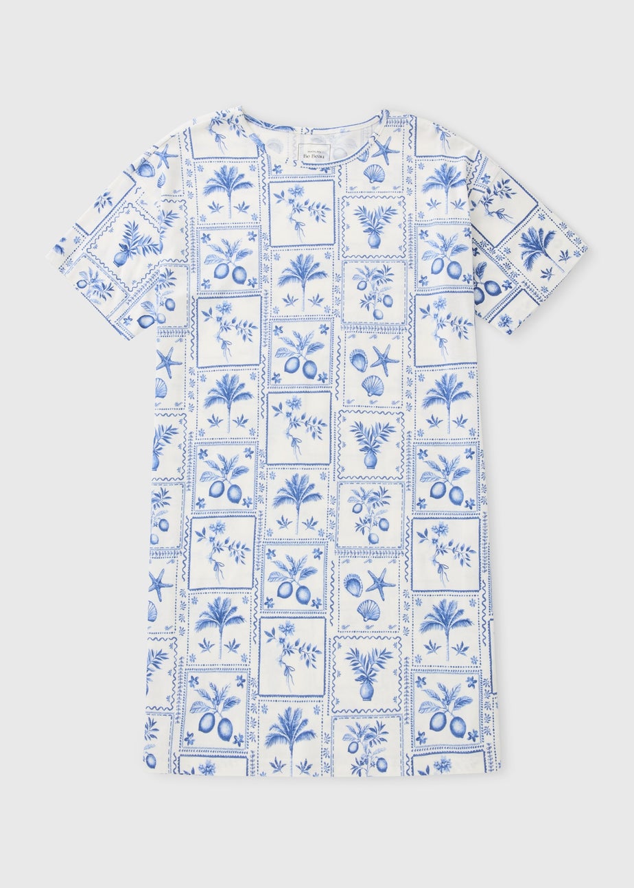 Blue Tile Print T-Shirt Nightie