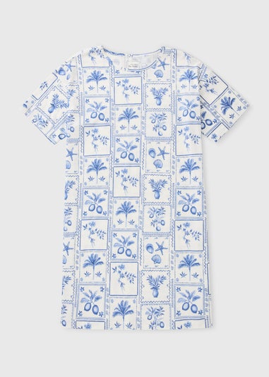 Blue Tile Print T-Shirt Nightie