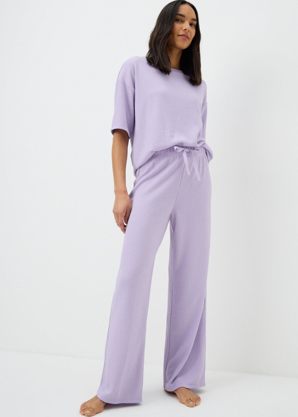 Lilac Waffle Wide Leg Pyjama Set