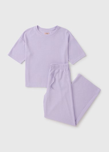 Lilac Waffle Wide Leg Pyjama Set