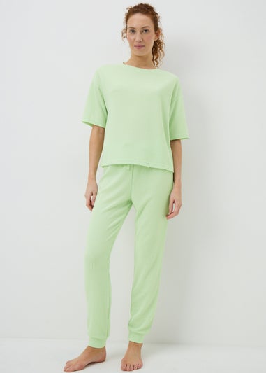 Sage Green Waffle Cuffed Leg Pyjama Set