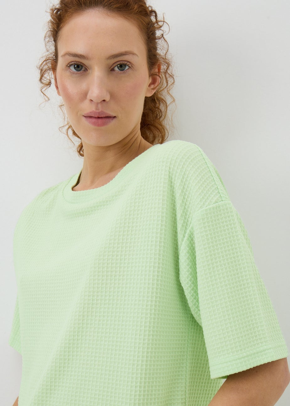 Sage Green Waffle Cuffed Leg Pyjama Set