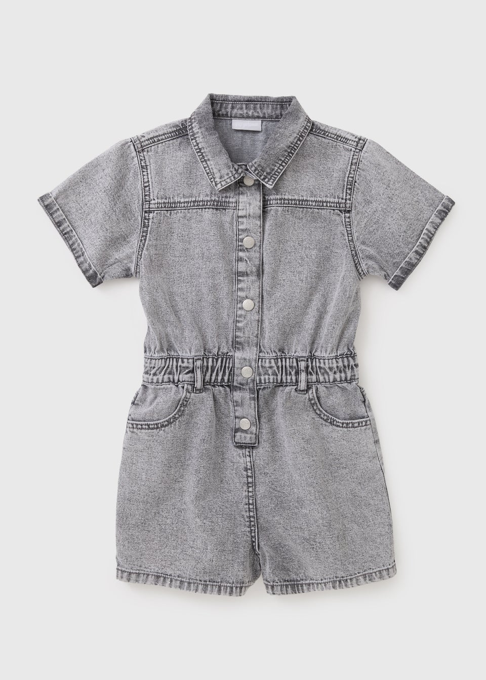 Girls Grey Denim Playsuit (7-15yrs)