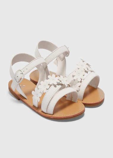 Girls White Flower Sandals (Younger 10-Older 5)