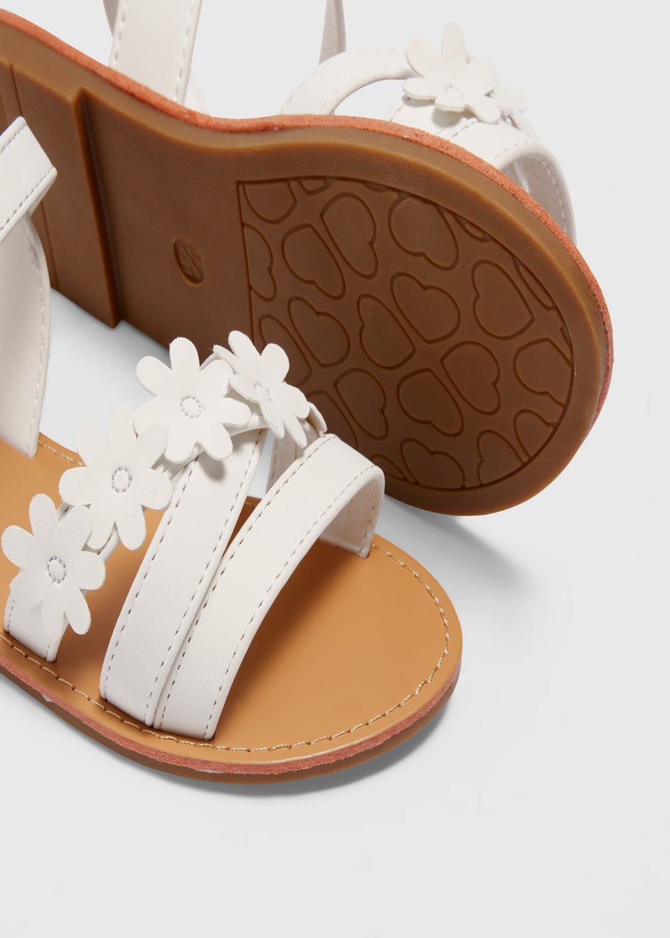 Girls White Flower Sandals (Younger 10-Older 5)