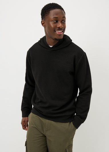 Black Textured Hoodie