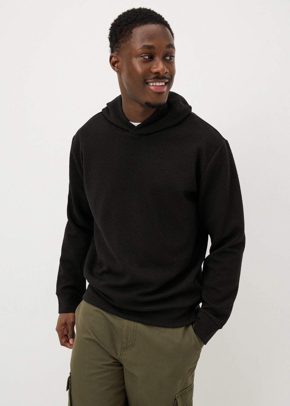 Black Textured Hoodie