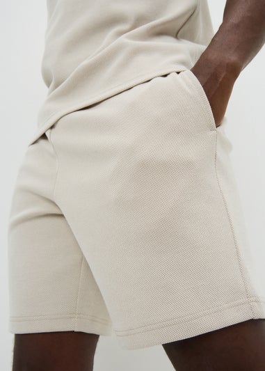 Ecru Pique Co Ord Shorts