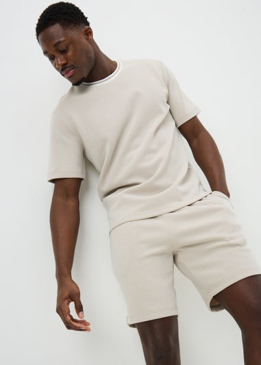 Ecru Pique Co Ord Shorts